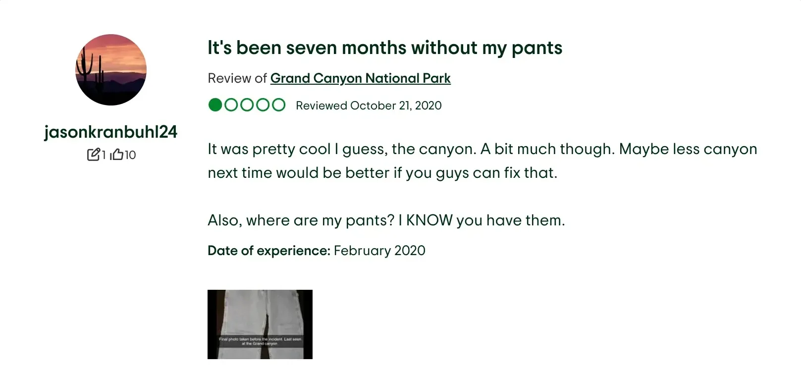 Has anyone seen this reviewer’s pants?